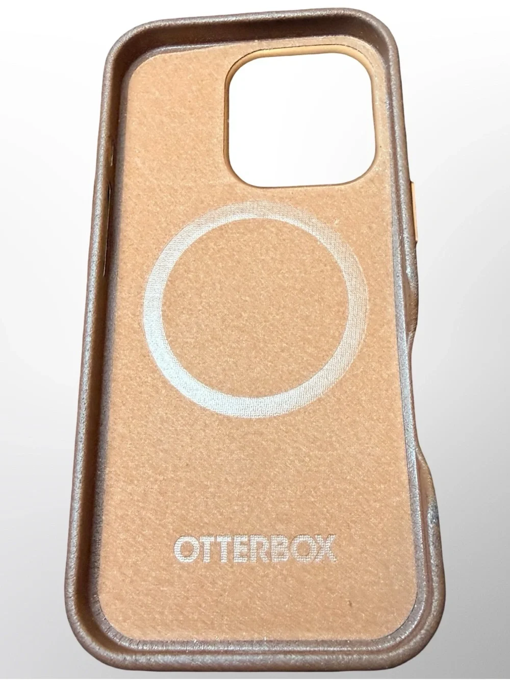 OtterBox Symmetry Leather MagSafe Case iPhone 16 Pro – Rich Brown Cactus Design